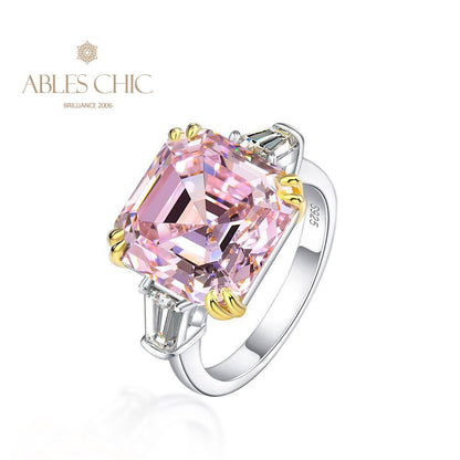 Asscher Ehering mit gelbem Citrin R0864