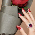 Halo-Ring mit Granatbesatz R0321