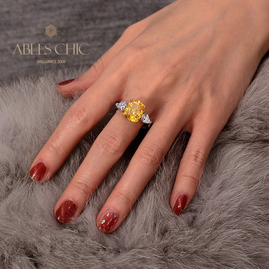 Cocktailring mit Citrin und hohem Kohlenstoffgehalt R0884
