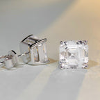 Solitär-Ohrringe mit 3 Karat Asscher-Steinen und 5a Zirkonia