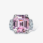 Kunzit-Asscher-Rosa-Brautring R1570