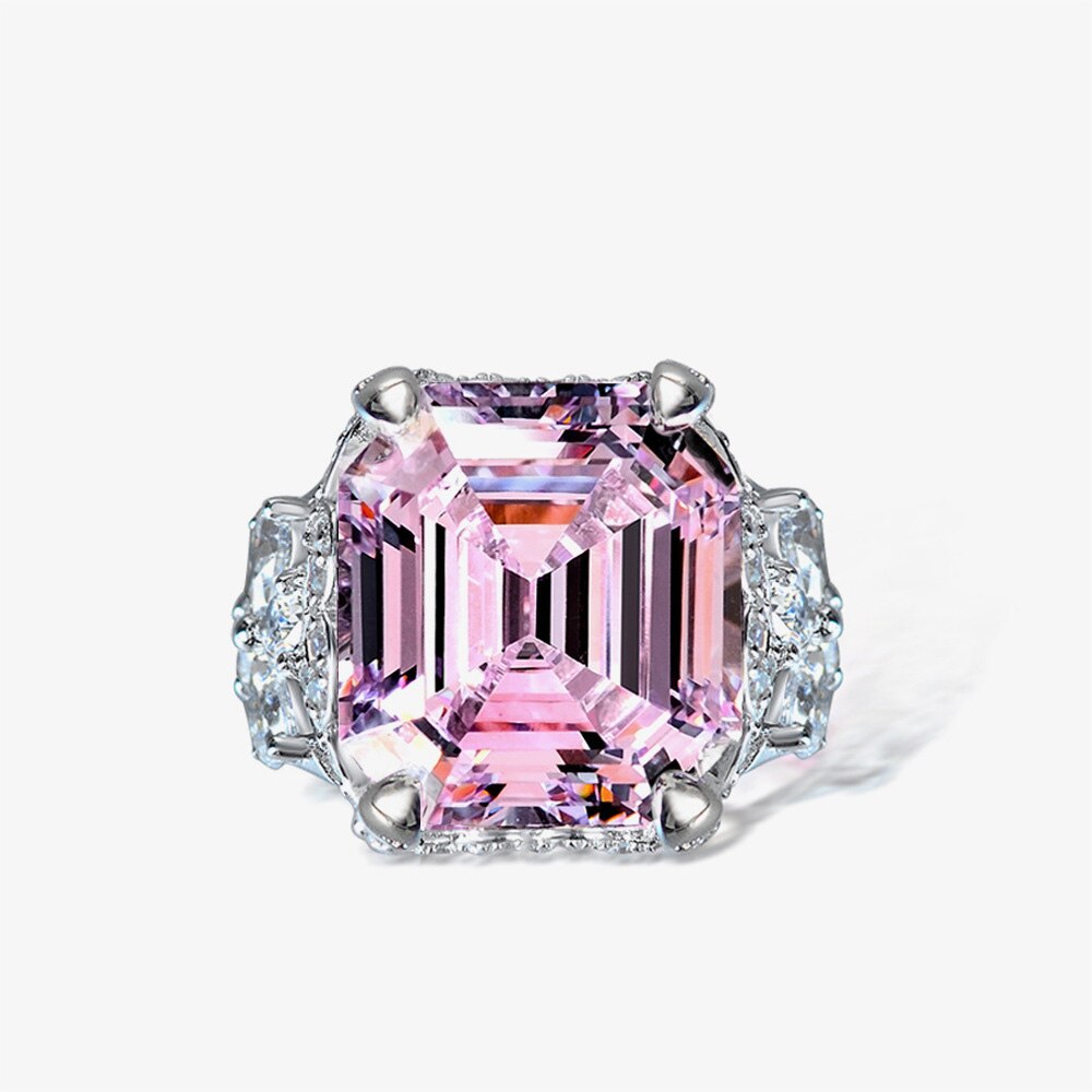 Kunzit-Asscher-Rosa-Brautring R1570