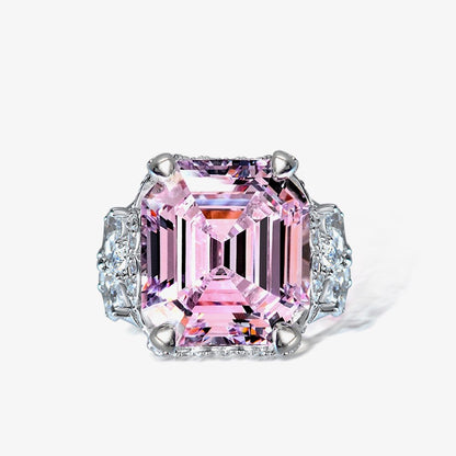 Kunzit-Asscher-Rosa-Brautring R1570