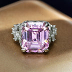 Kunzit-Asscher-Rosa-Brautring R1570