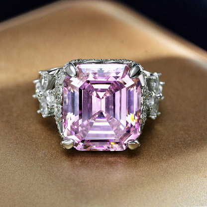 Kunzit-Asscher-Rosa-Brautring R1570