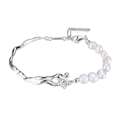 Rumpled Band Barock Perlen Armband B1046