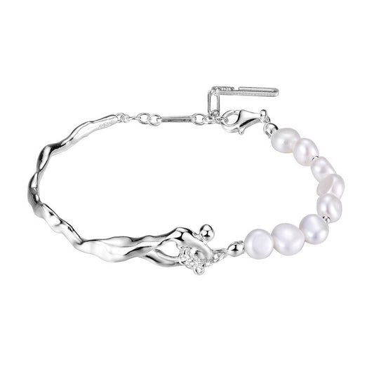 Rumpled Band Barock Perlen Armband B1046