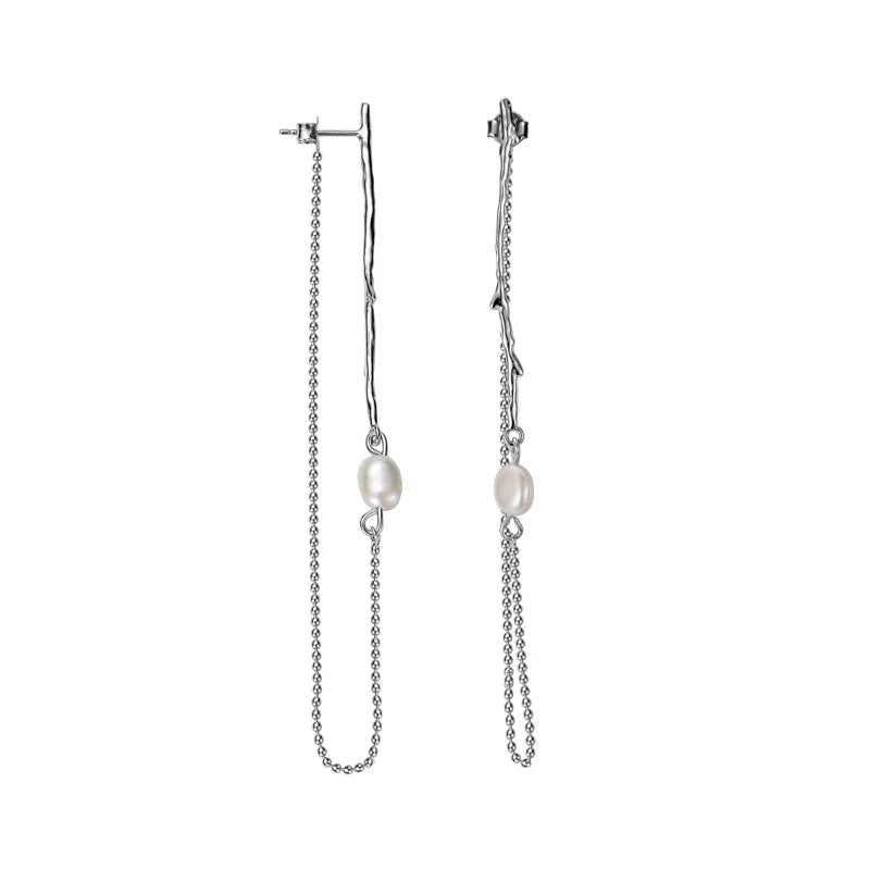 Borque Perlen-Ohrring mit langer Kette E1179