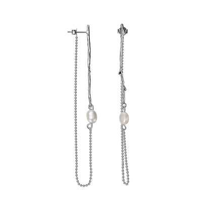 Borque Perlen-Ohrring mit langer Kette E1179