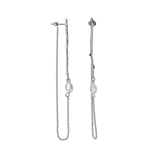 Borque Perlen-Ohrring mit langer Kette E1179