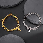 Statement-Armband mit Figaro-Kette B1043