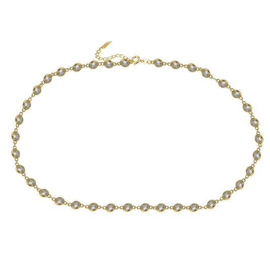 Halskette mit runden Zirkonia-Gliedern N1022