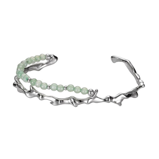 Jade Perlen Unregelmäßiger Armreif B1008