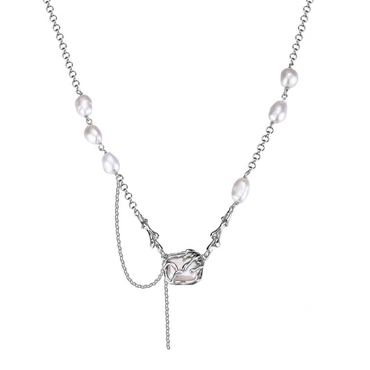 Mehrkettige Halskette mit Barockperlen N1045