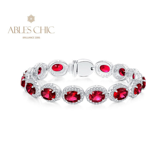 Rubin-Blumenarmband B0606