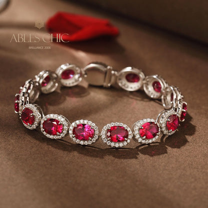 Rubin-Blumenarmband B0606