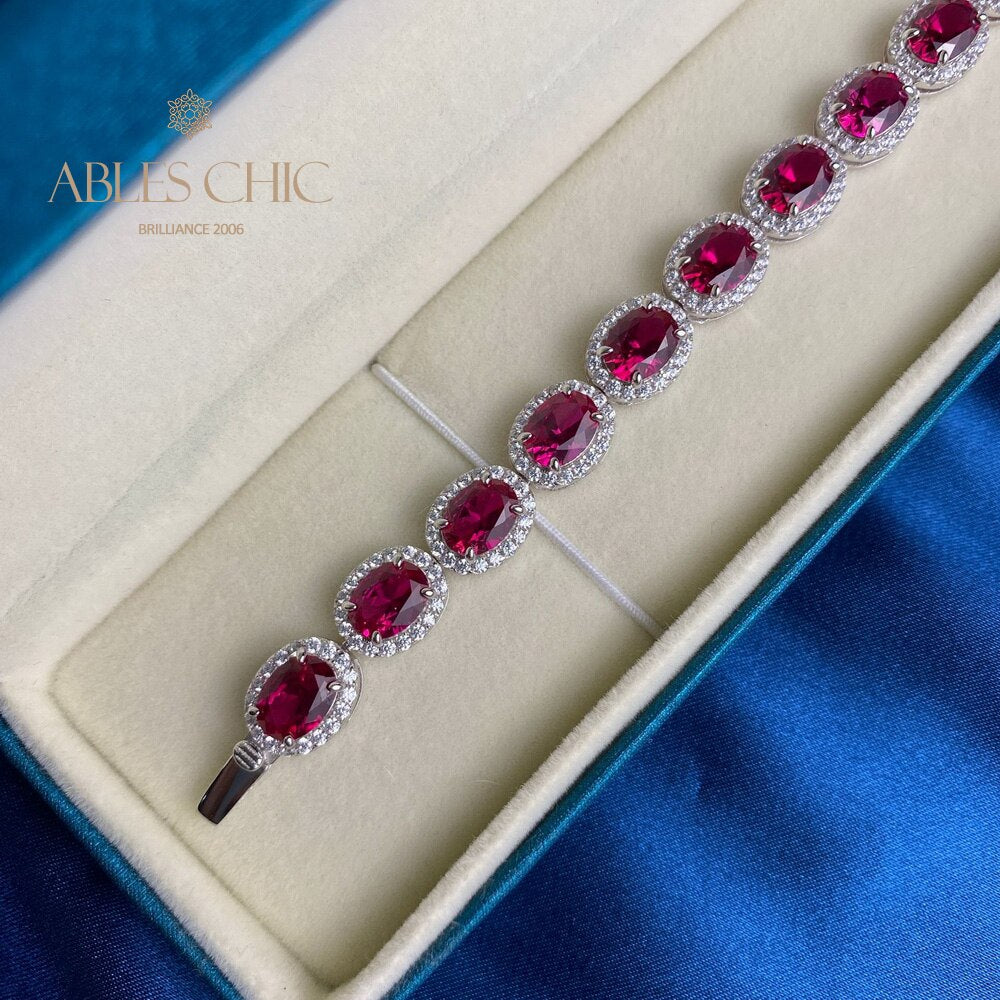 Rubin-Blumenarmband B0606