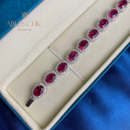 Rubin-Blumenarmband B0606