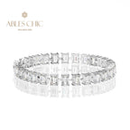 Smaragdschliff Iced Out Brautarmband B0452