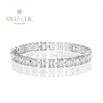 Smaragdschliff Iced Out Brautarmband B0452