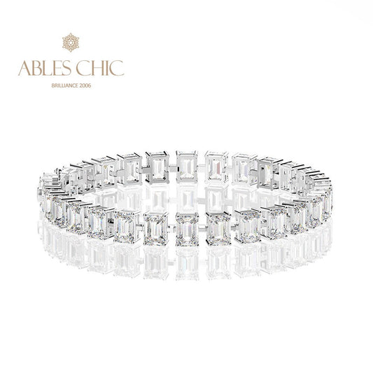 Smaragdschliff Iced Out Brautarmband B0452