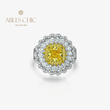 Citrin Halo Daisy Ring R1531