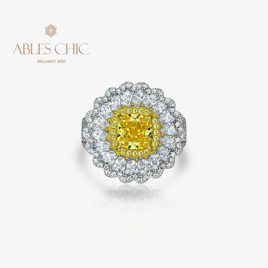 Citrin Halo Daisy Ring R1531
