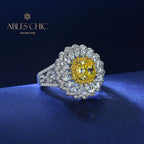 Citrin Halo Daisy Ring R1531