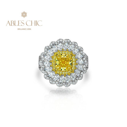 Citrin Halo Daisy Ring R1531