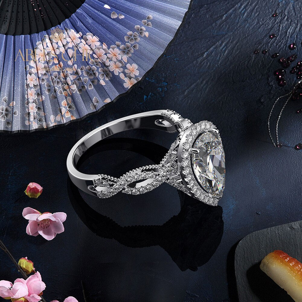 7 Karat Halo-Verlobungsring R0936