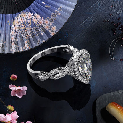 7 Karat Halo-Verlobungsring R0936