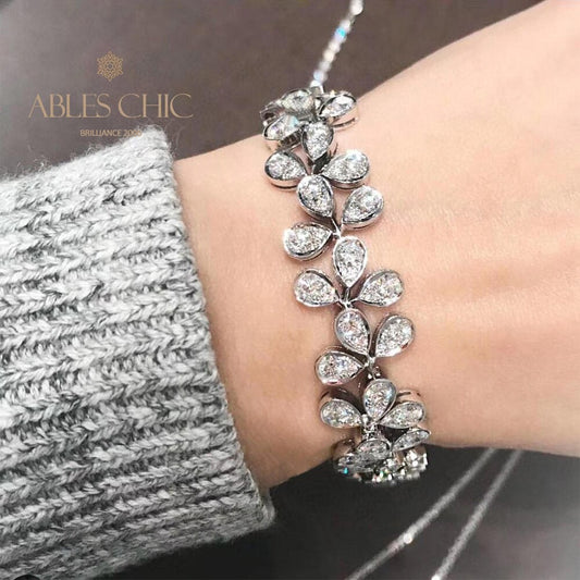 Blume Iced Out Hochzeitsarmband B0553