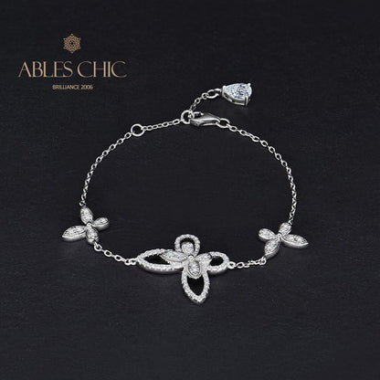 Pavé-Armband mit Schmetterlings-Eisverschluss B0486