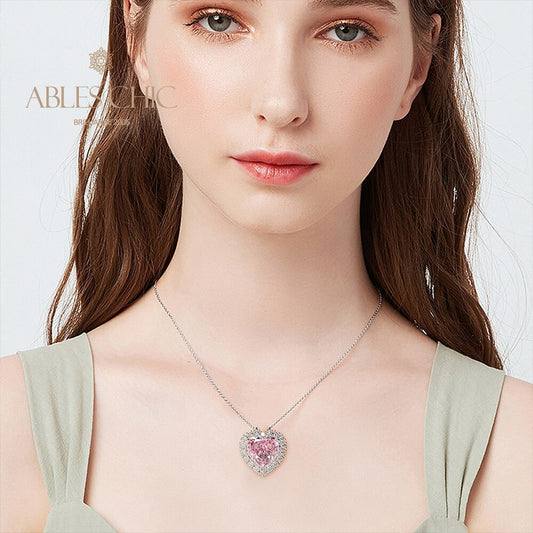 Morganit Halo Herz Anhänger B0440
