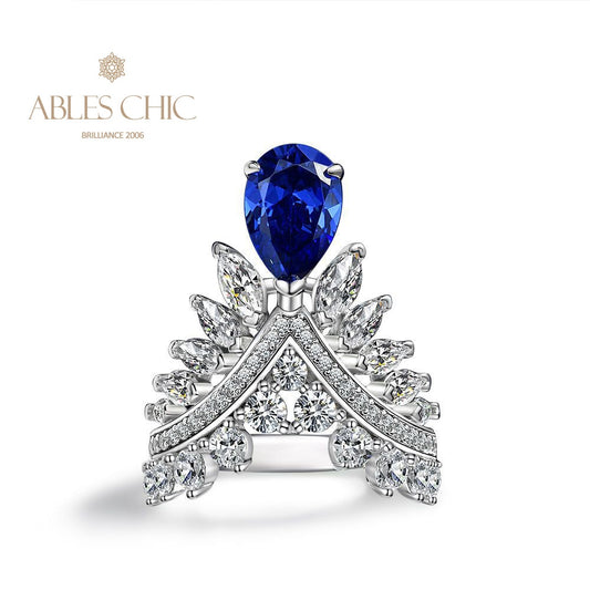 Saphir Birnenkronenring R1532
