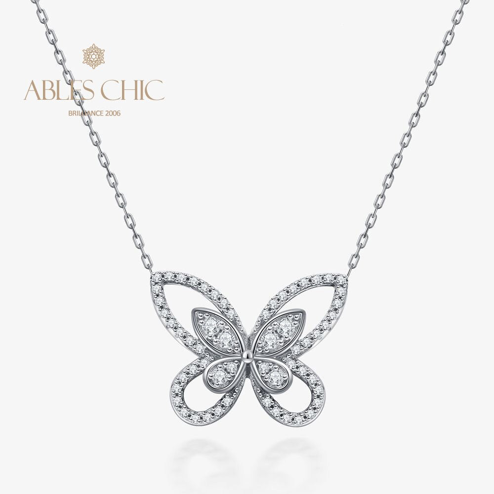 Pavé-Halskette mit Schmetterlingsmotiv B0480