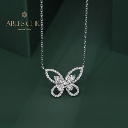 Pavé-Halskette mit Schmetterlingsmotiv B0480