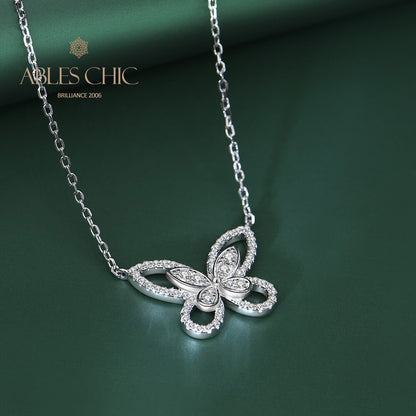 Pavé-Halskette mit Schmetterlingsmotiv B0480