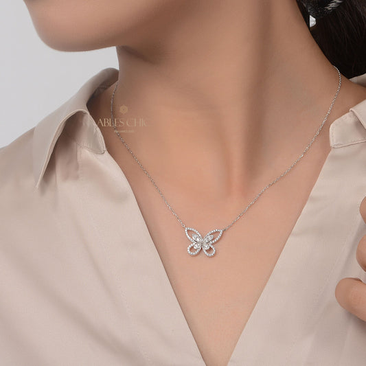 Pavé-Halskette mit Schmetterlingsmotiv B0480