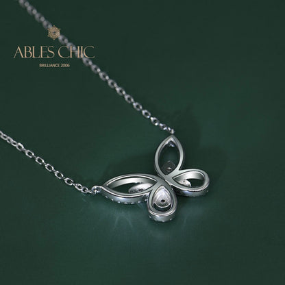 Pavé-Halskette mit Schmetterlingsmotiv B0480