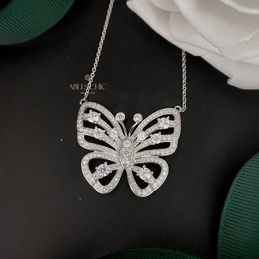 Pavé-Halskette mit Schmetterlingsmotiv P0638