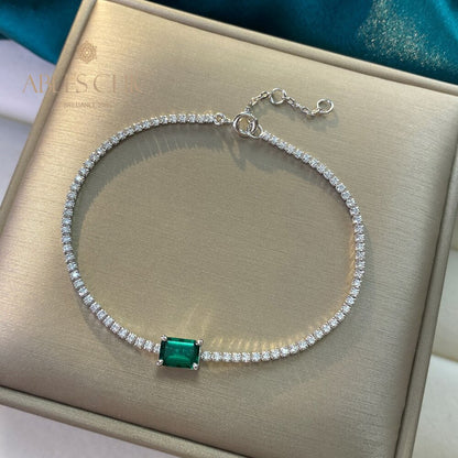 Lab Smaragd Solitär Bling Armband B0826