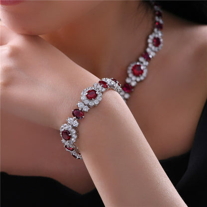 Rubin-Blumenarmband B0101