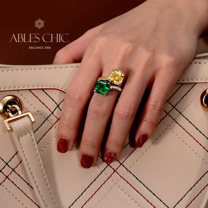 Offener Ring mit böhmischen Edelsteinen R1449