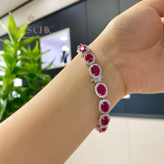 Rubin-Blumenarmband B0606
