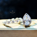 Ehering-Set mit Blumenmuster und Pavé-Fassung R0928