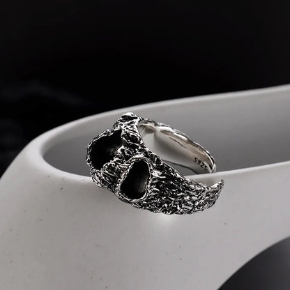 Schwarzer Emaille-Ring, grob, klobig, R1200
