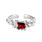 Granatring mit Alien-Textur und Zirkonia R1248