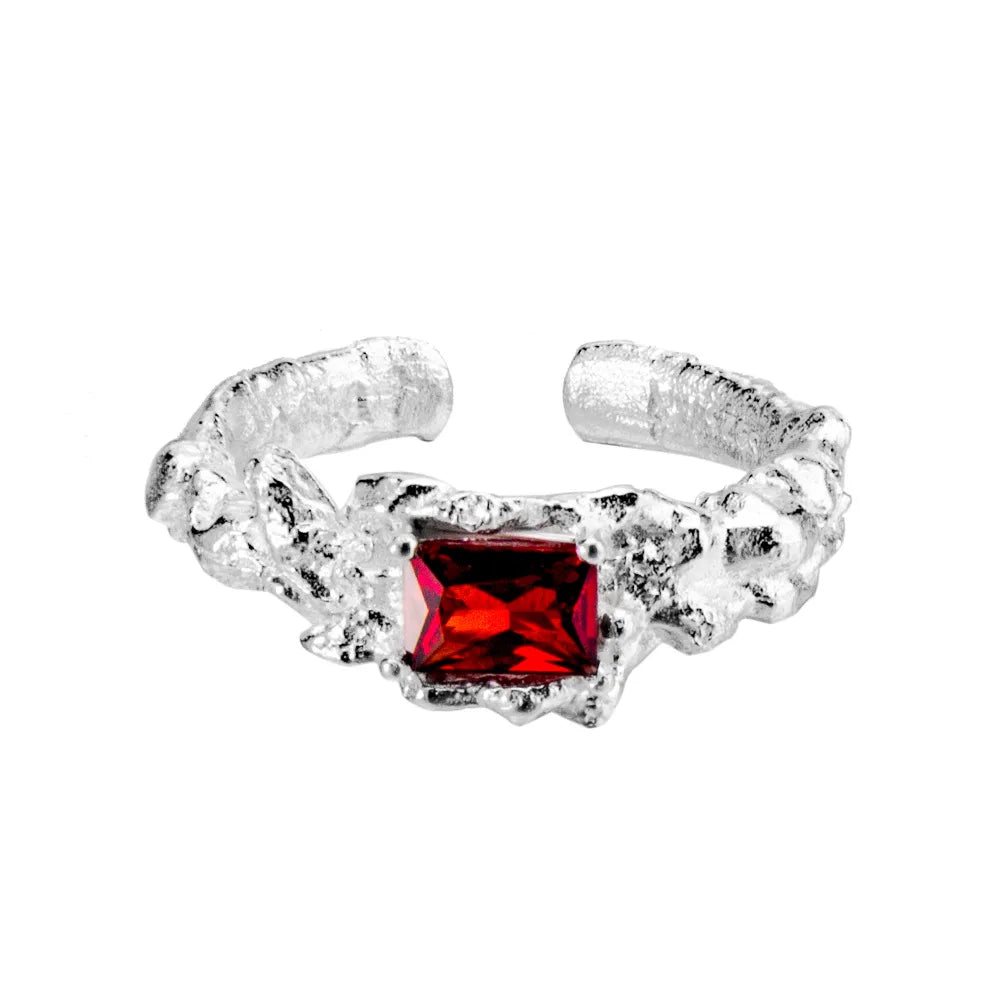 Granatring mit Alien-Textur und Zirkonia R1248