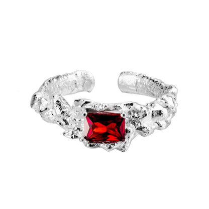 Granatring mit Alien-Textur und Zirkonia R1248